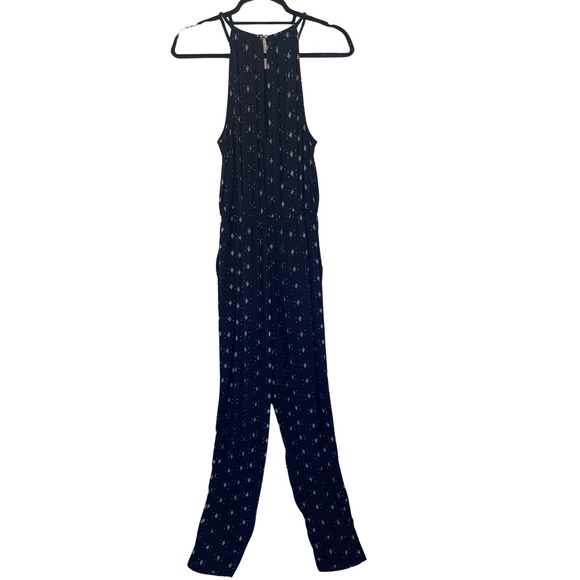 Lucky Brand Live in Love Black/White Printed Sleeveless/Halter top Jumpsuit Sz M - Picture 2 of 15